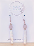 Biwa Pearl and Recycled Glass Earrings - Alma Blue Handcrafted Jewelry