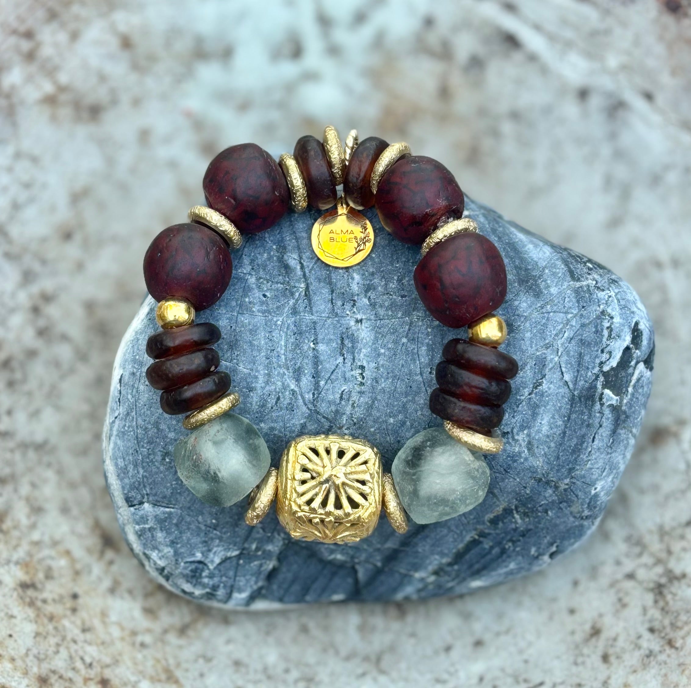 Merlot Elegance: Handmade Sustainable Glass Bracelet